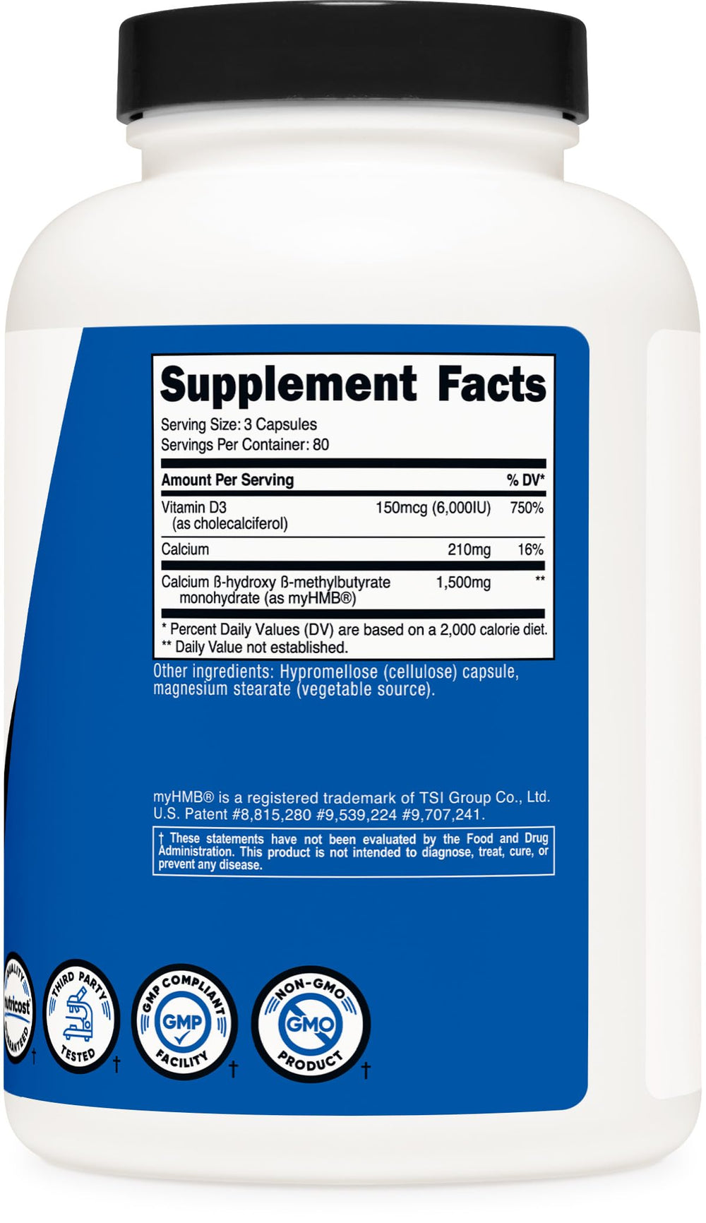 NSF GMP FDA-certified Nutricost manufacturing seal on the bottle.