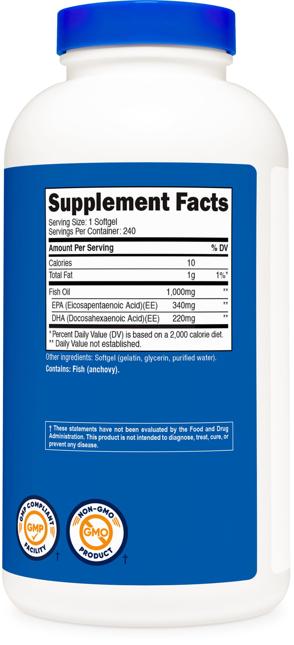 Nutricost facility badge showing GMP and FDA-registered production.