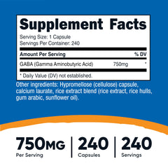 Nutricost GABA capsules closeup showing vegetarian capsules for routine use