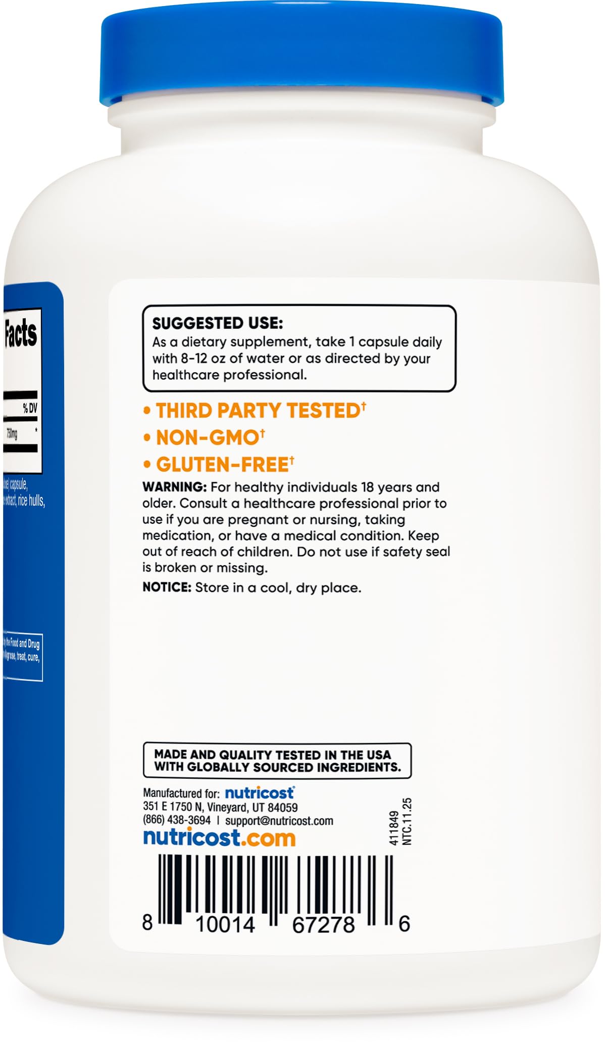 Nutricost GABA production badge hints at quality manufacturing standards
