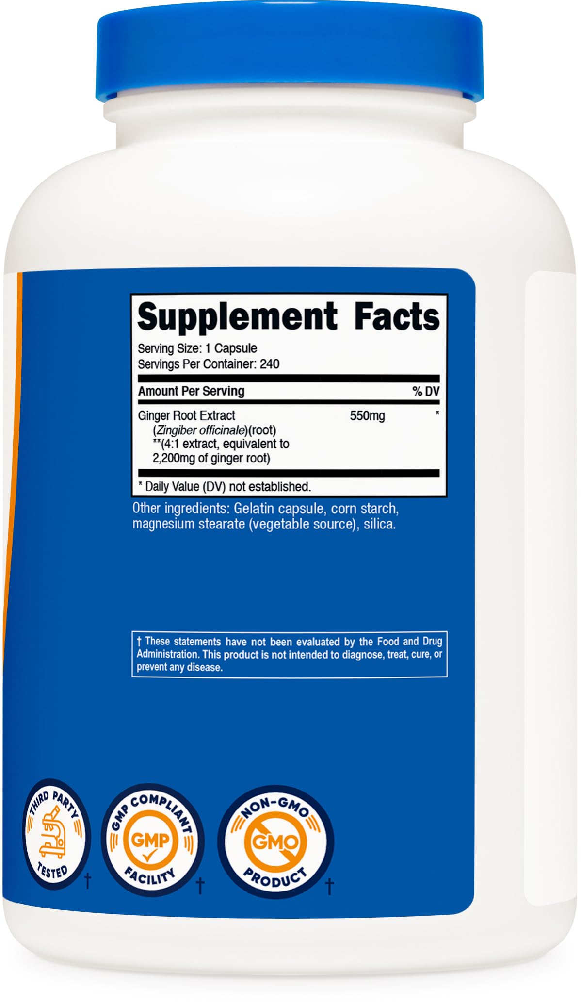 Nutricost Ginger Root Extract bottle on shelf suggests a reliable daily supplement.