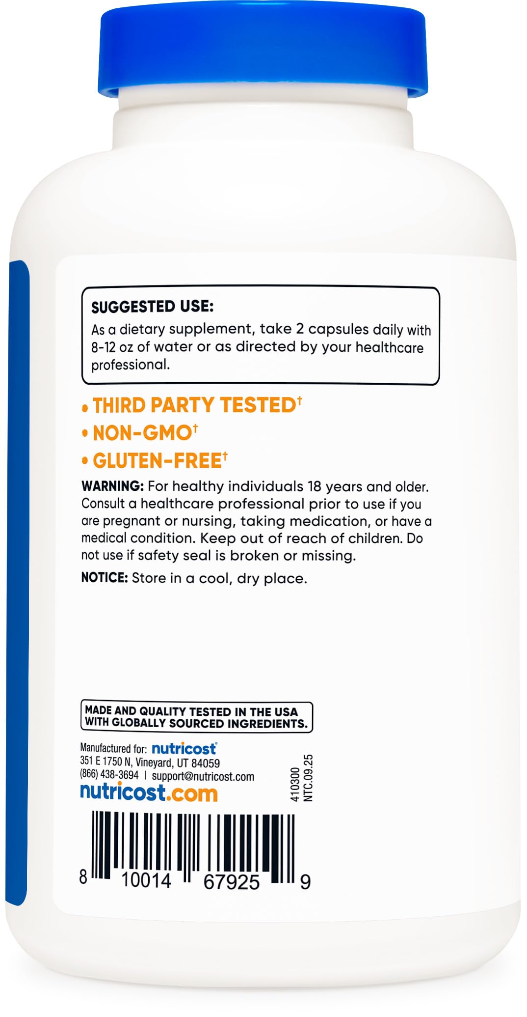 Nutricost glucosamine bottle with glass of water for daily intake