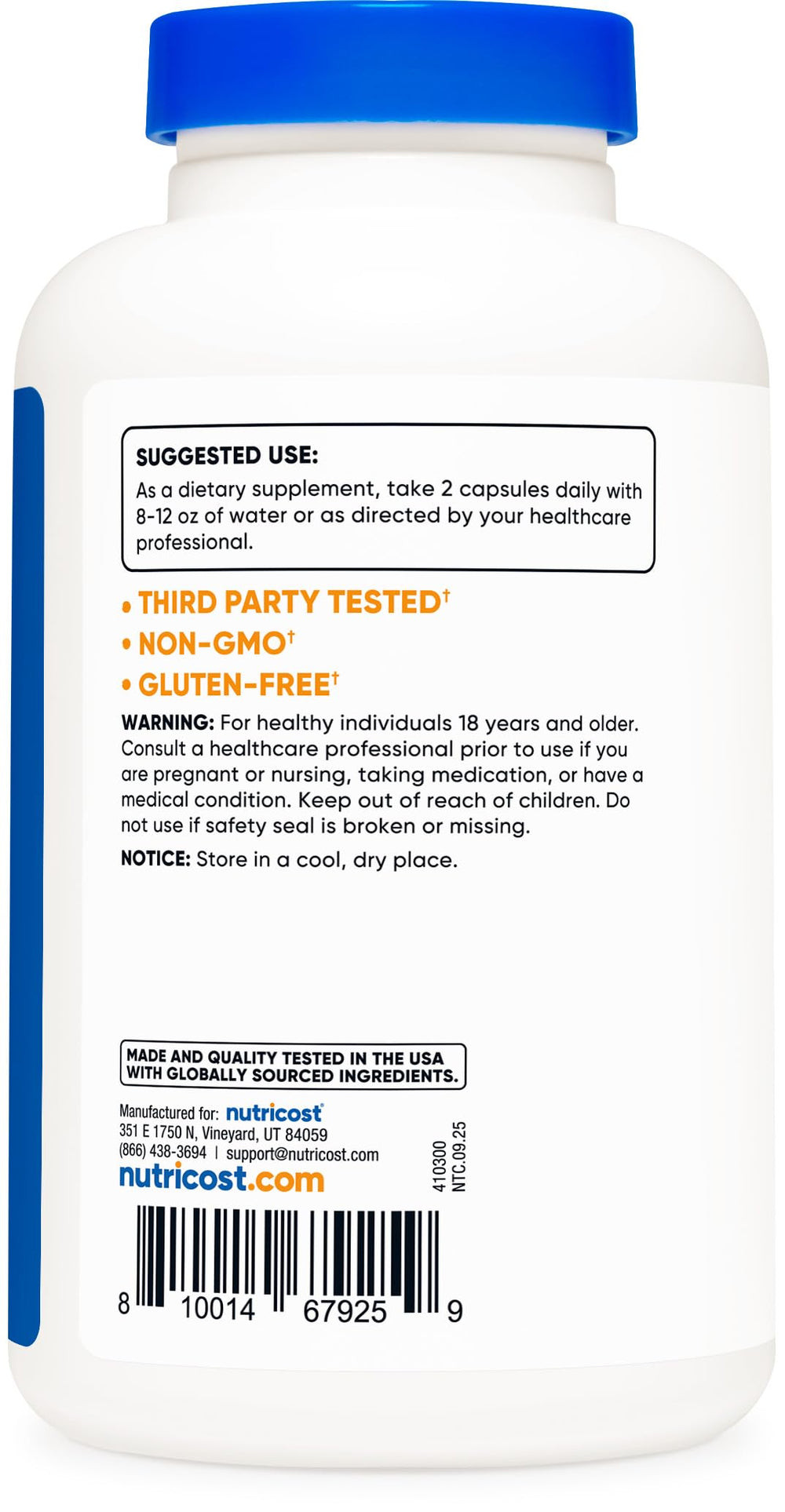 Nutricost glucosamine bottle with glass of water for daily intake