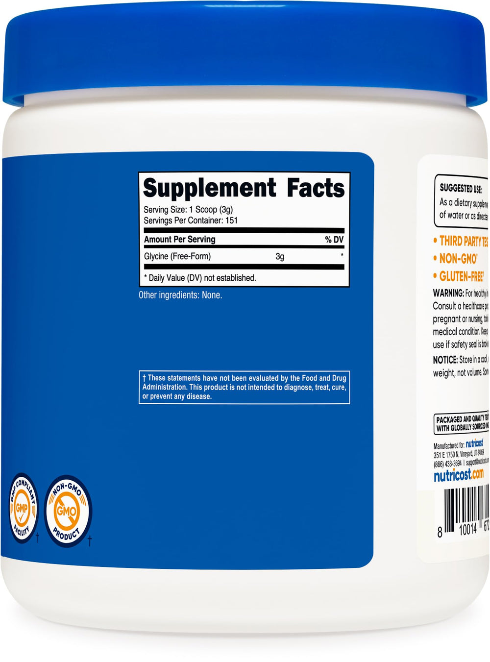 Nutricost Glycine powder blends easily into drinks for a simple daily ritual.