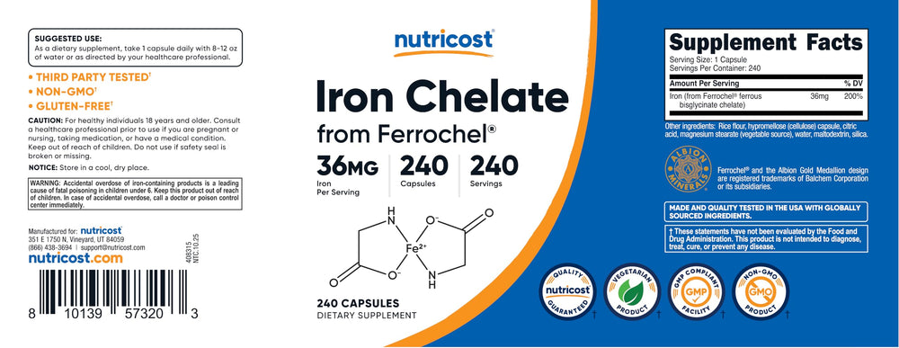 Nutricost GMP facility badge, FDA registered product manufacturing.