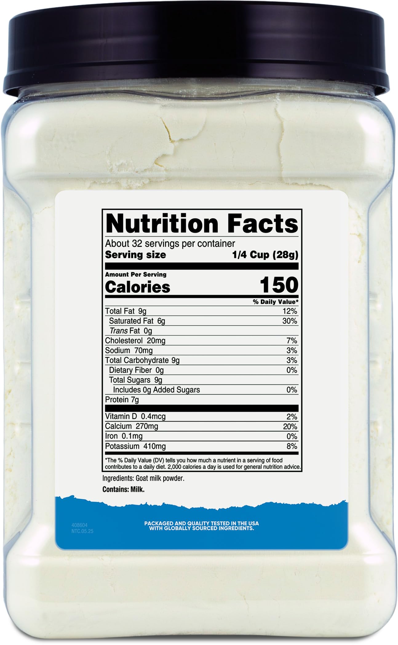 Nutricost Goat Milk Powder mixing-glass showing smooth blend with cold water.