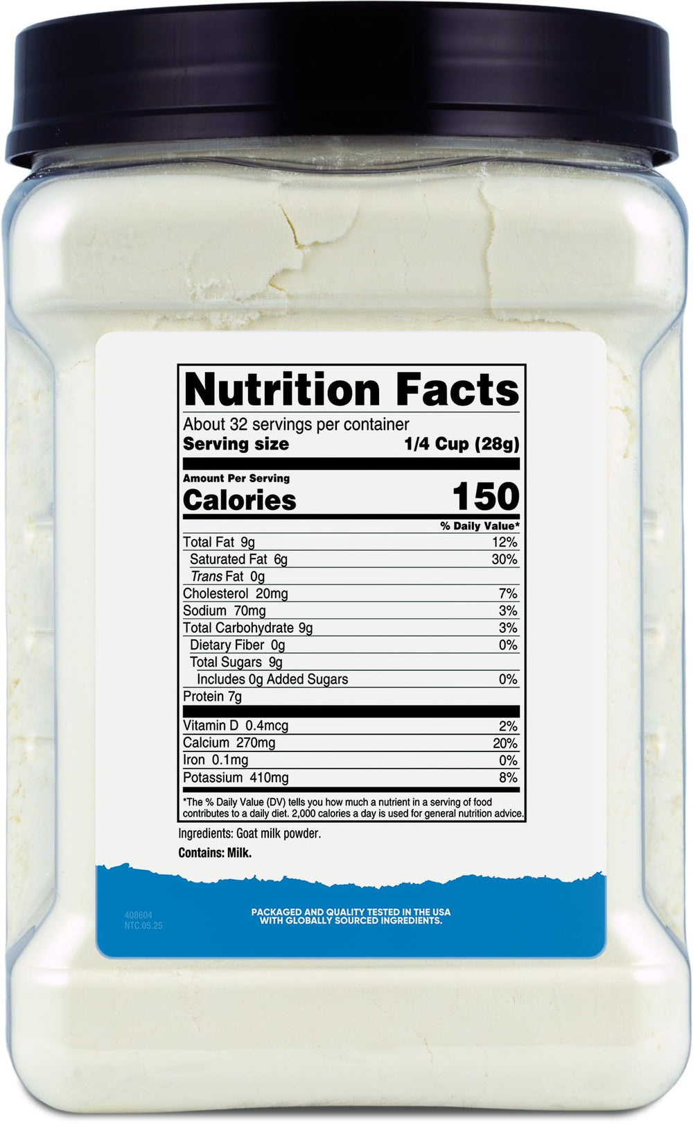 Nutricost Goat Milk Powder mixing-glass showing smooth blend with cold water.