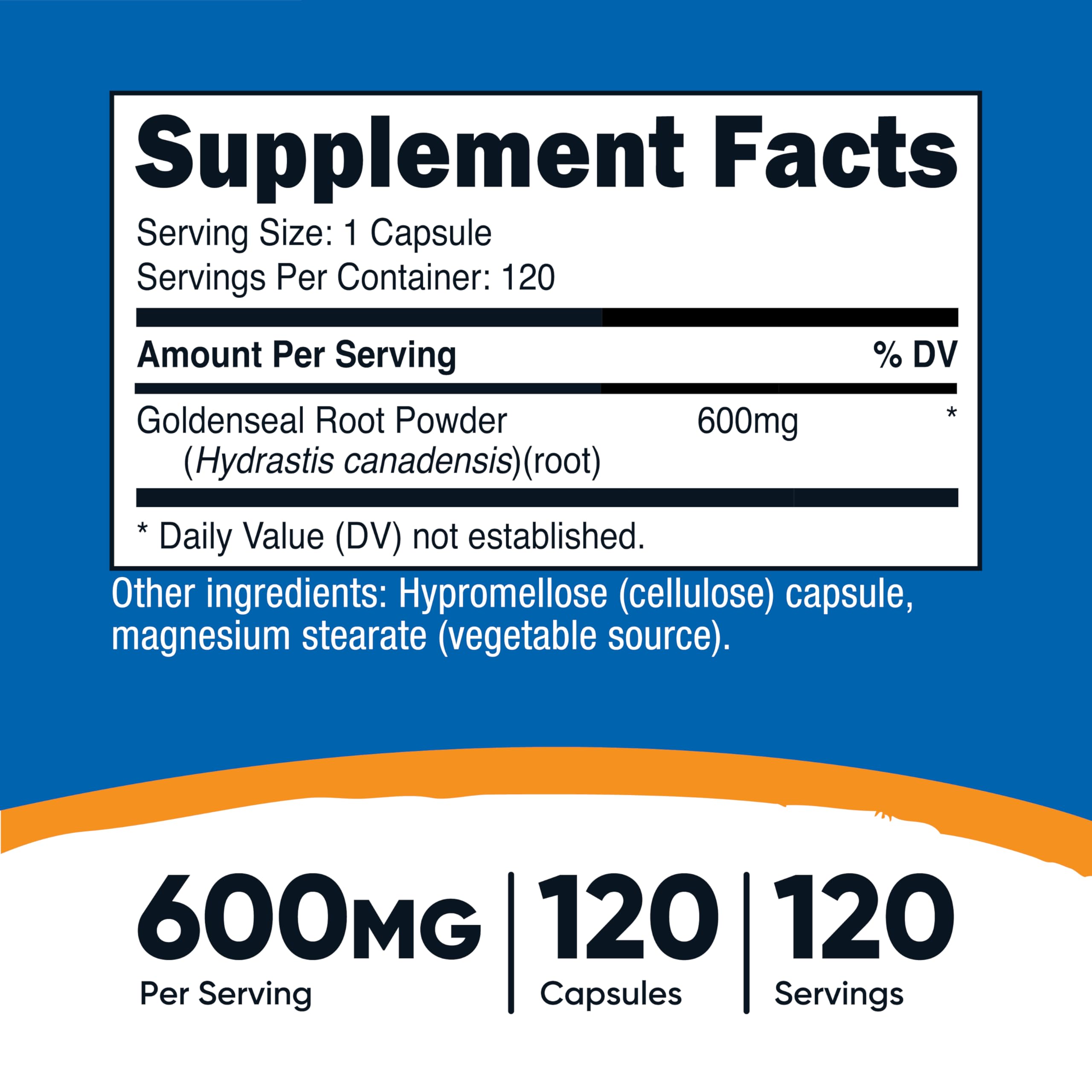 Close-up of Nutricost Goldenseal capsules, easy daily intake