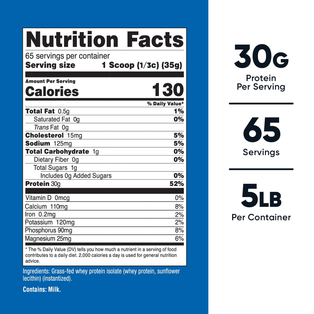 Nutricost Grass-Fed Whey Isolate bottle close-up emphasizing purity and premium protein