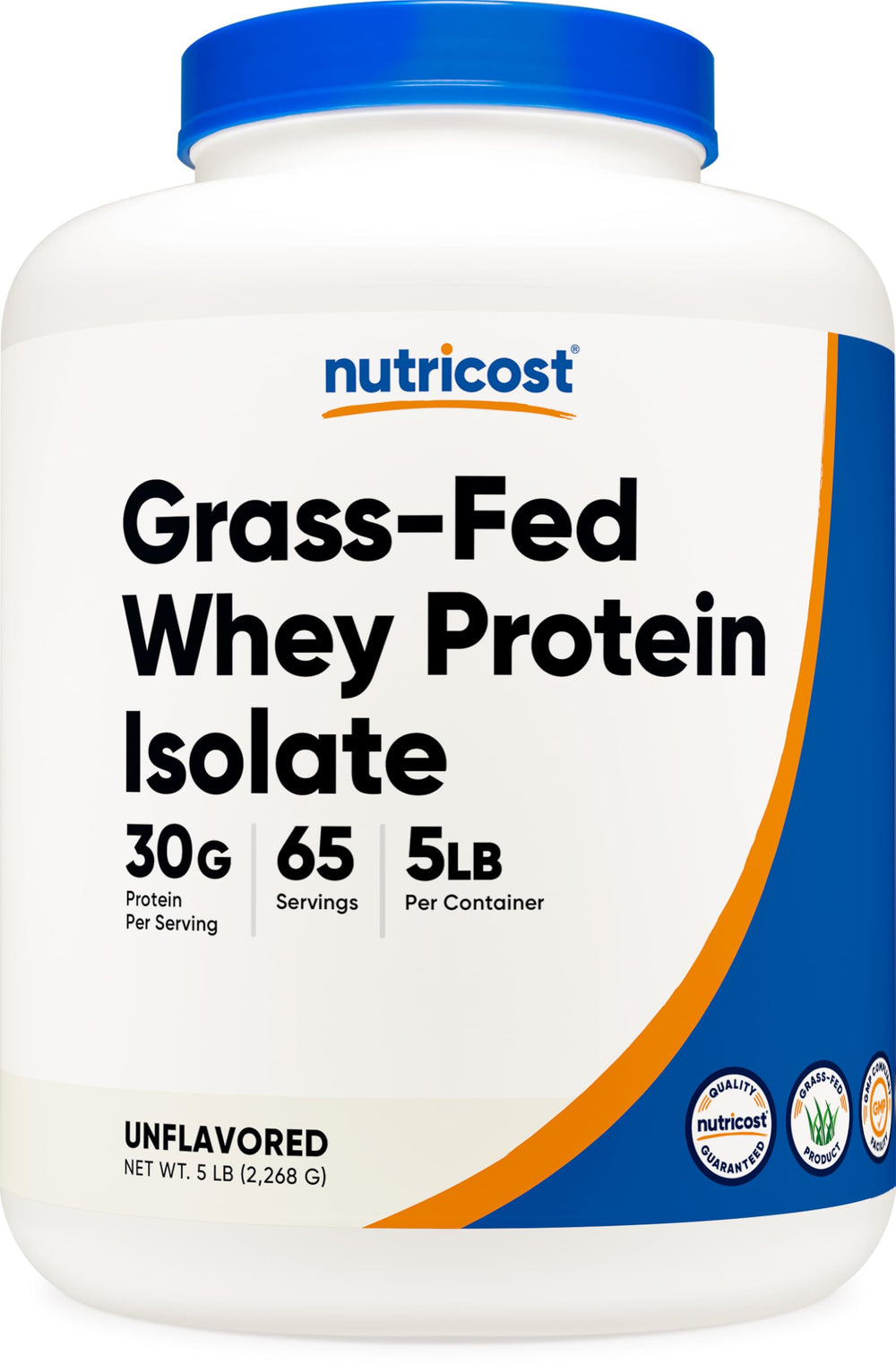 Nutricost Grass-Fed Whey Isolate front packaging highlighting high-quality protein for shakes