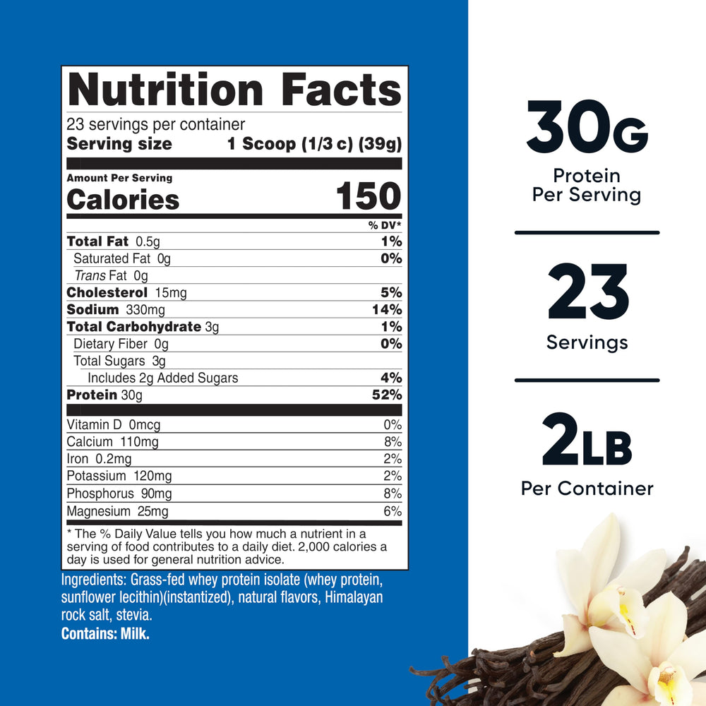 Nutricost vanilla whey protein label highlighting non-GMO gluten-free quality.