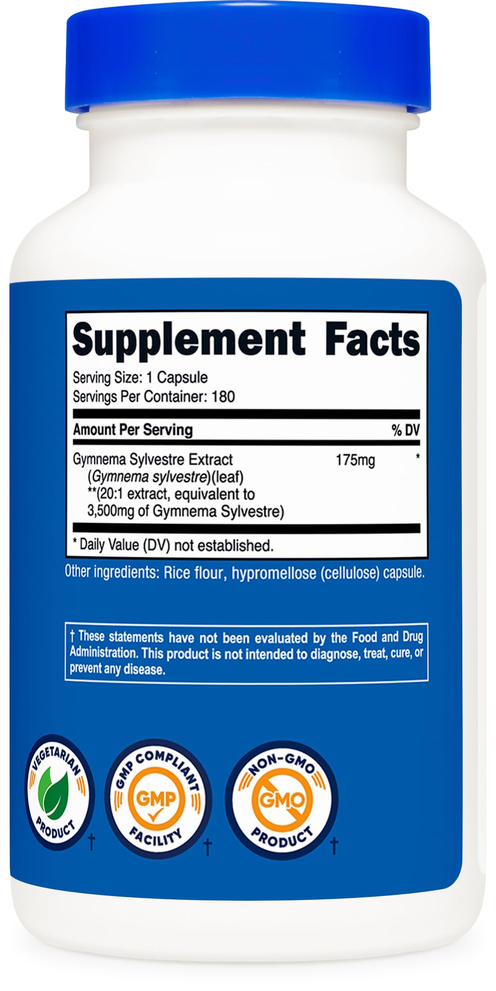 Nutricost Gymnema Sylvestre ingredient list closeup for clean label enthusiasts