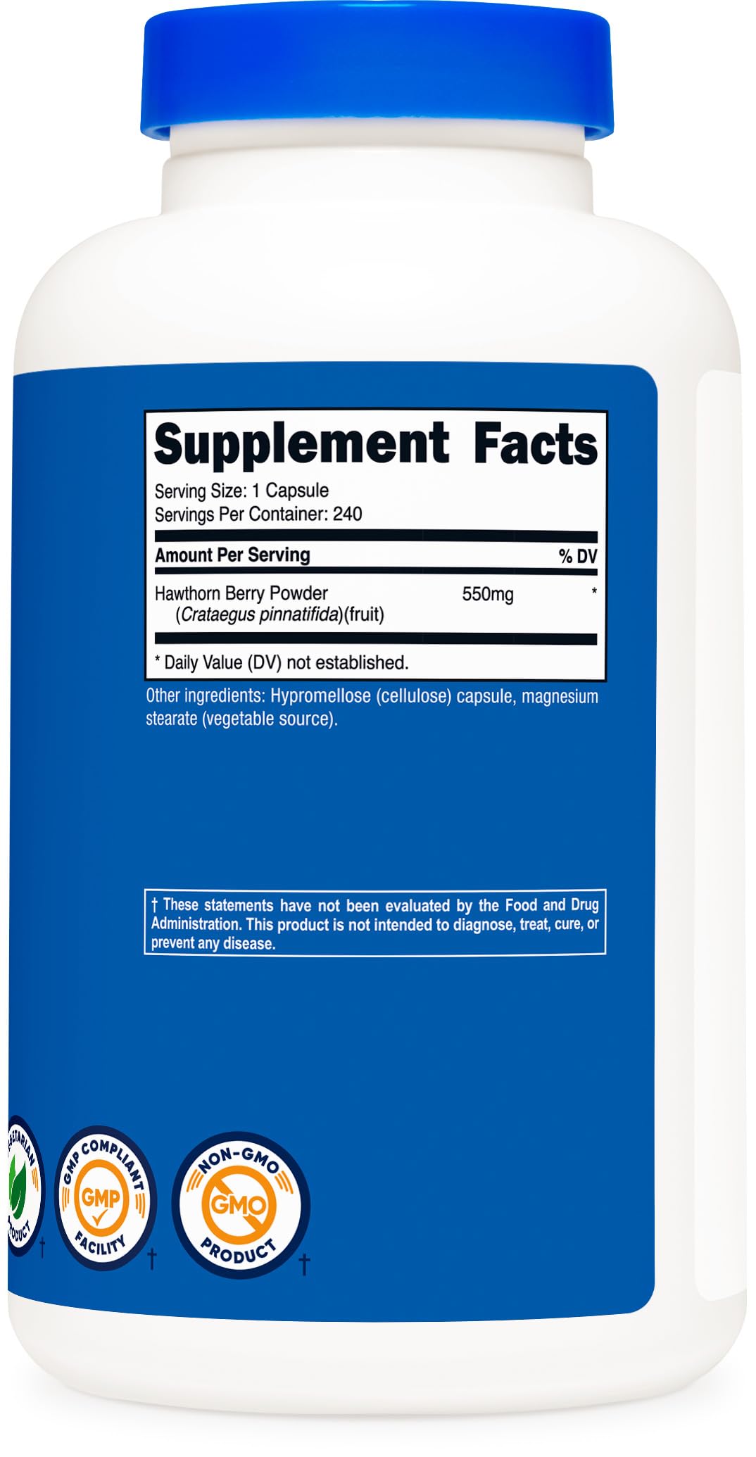 Close-up of production facility badge emphasizing GMP and FDA registration