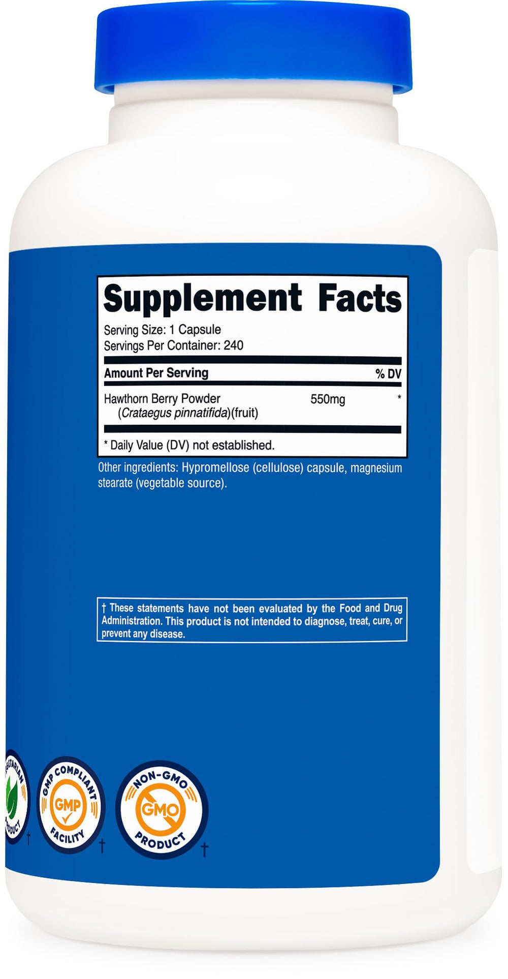 Close-up of production facility badge emphasizing GMP and FDA registration