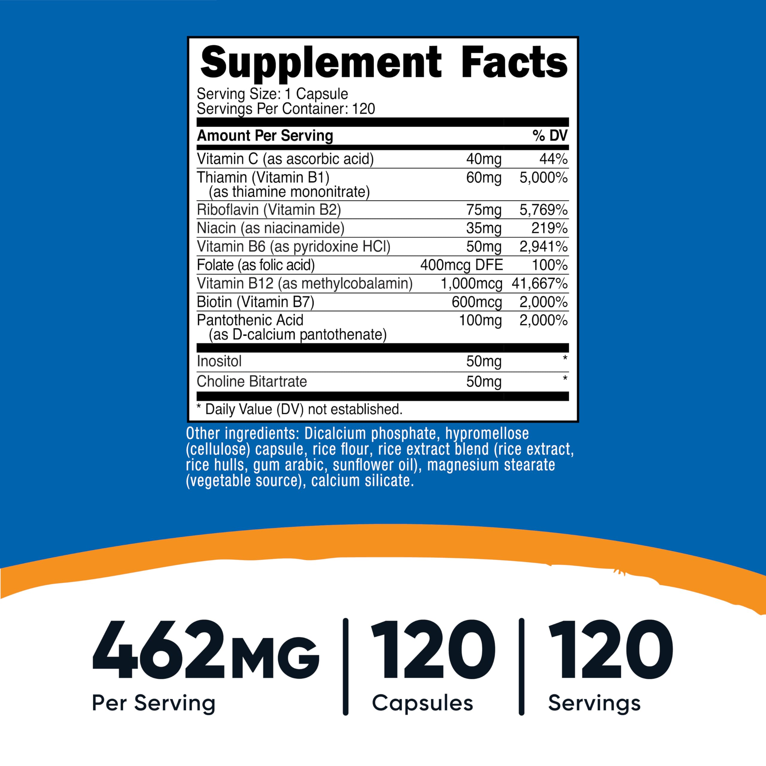 Nutricost High Potency Vitamin B Complex capsules closeup showing veggie capsules.