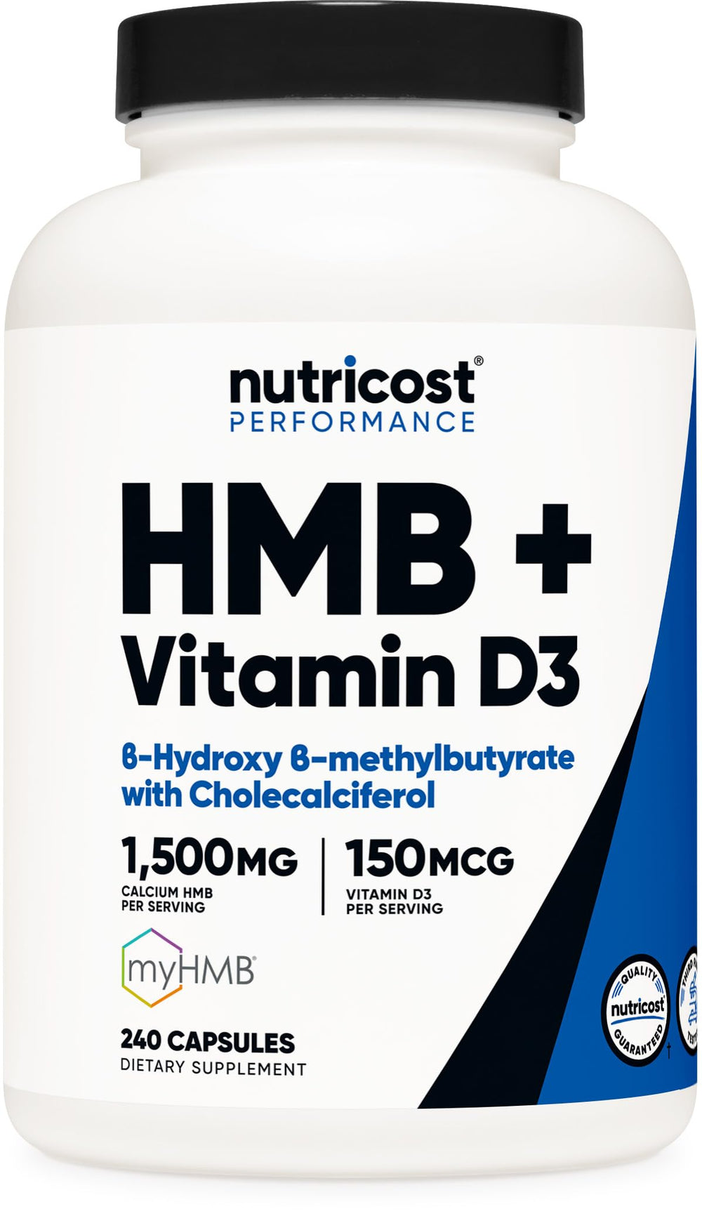 Nutricost HMB 1500mg bottle for daily training support.