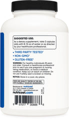 Nutricost HMB pour showing 500 mg per capsule dose.