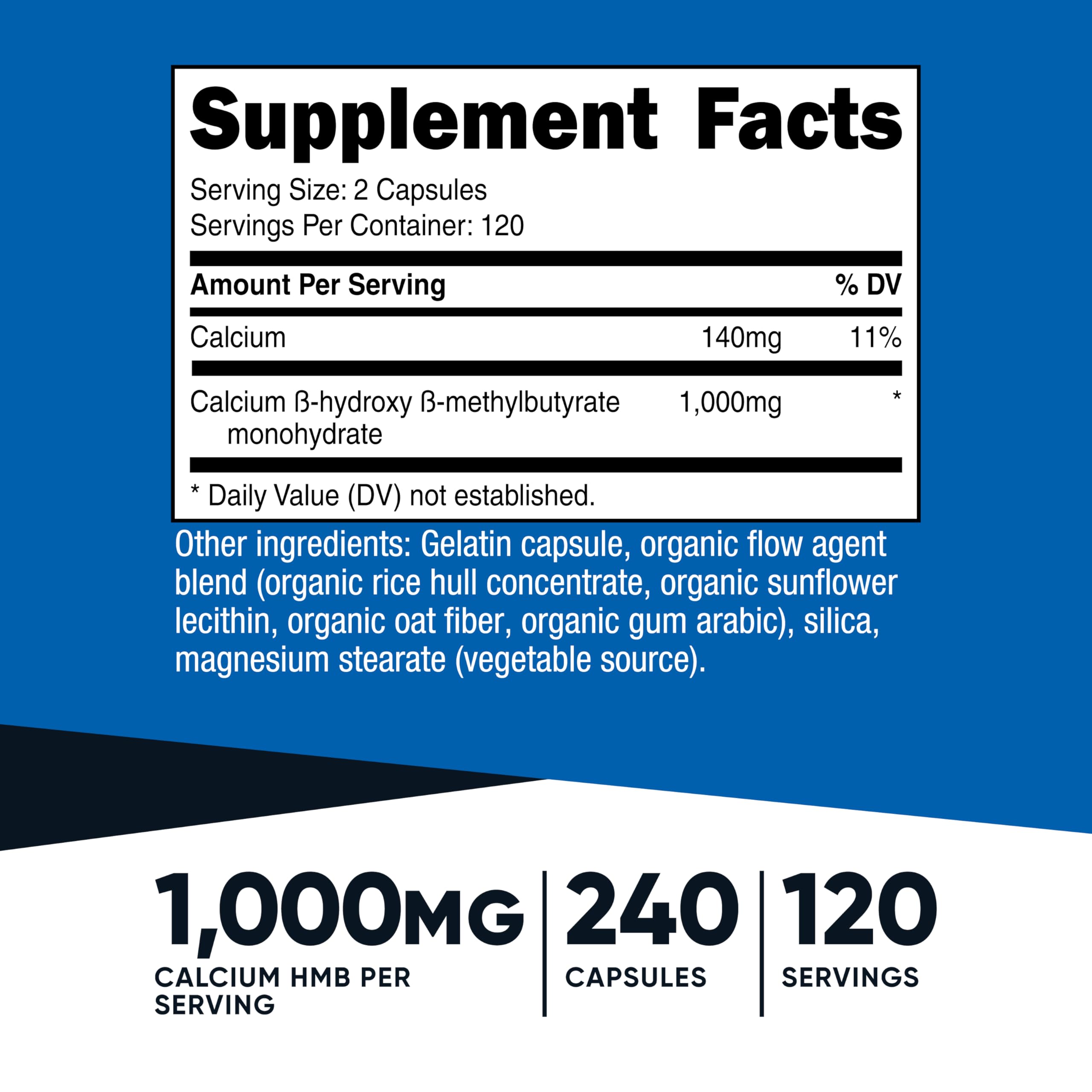 Nutricost HMB capsules close-up showing easy dosing.