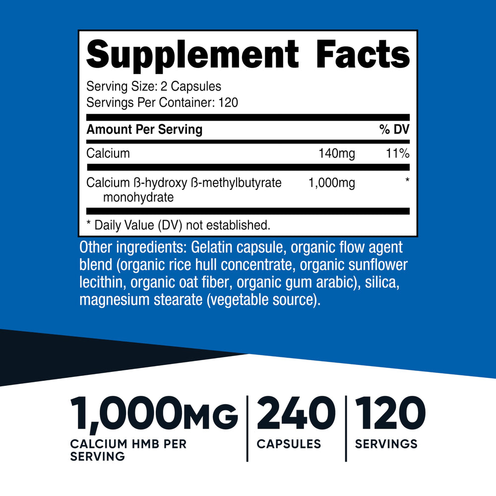 Nutricost HMB capsules close-up showing easy dosing.