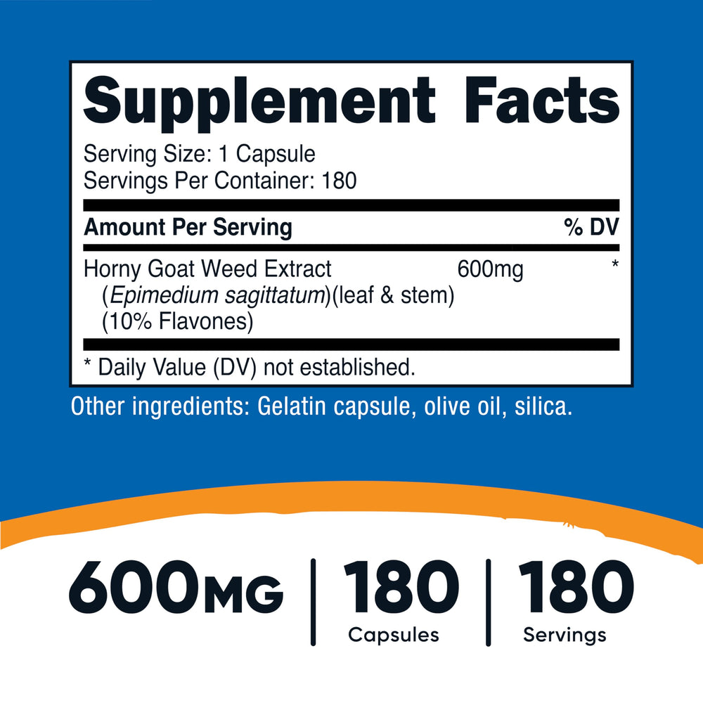 Nutricost Horny Goat Weed capsules pack highlighting convenient daily capsule