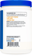 Close-up of Nutricost label showing gluten-free and non-GMO assurances.