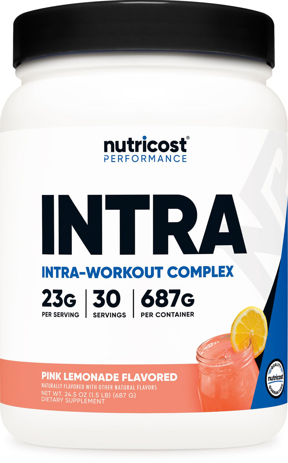 Nutricost Intra-Workout Pink Lemonade bottle for hydration and flavor