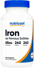 Nutricost Iron 65mg front label for daily iron support