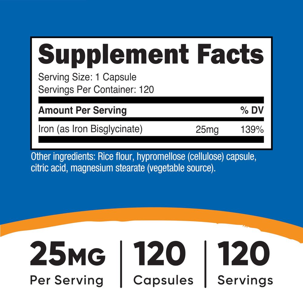 Nutricost Iron Bisglycinate bottle ready for your daily iron routine