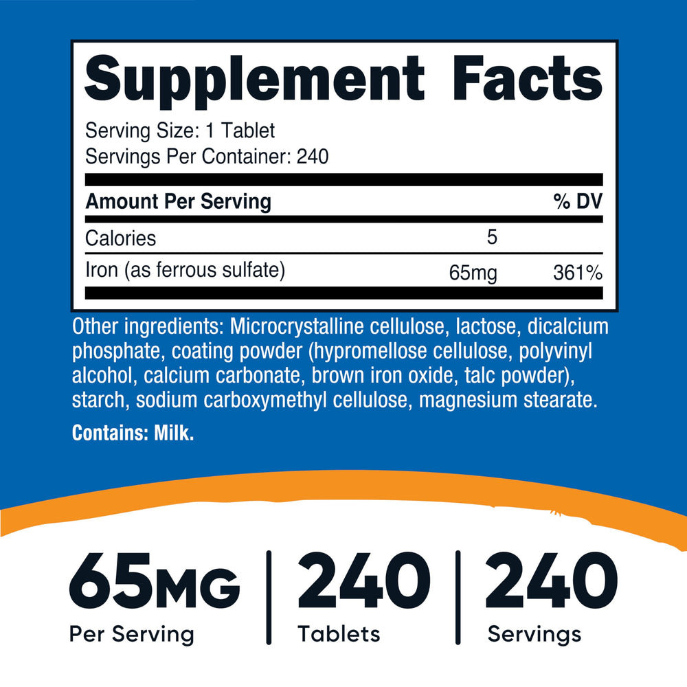 Nutricost Iron bottle with tablets on kitchen counter