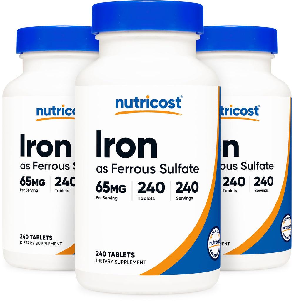 Nutricost Iron glass of water with tablet ready to take