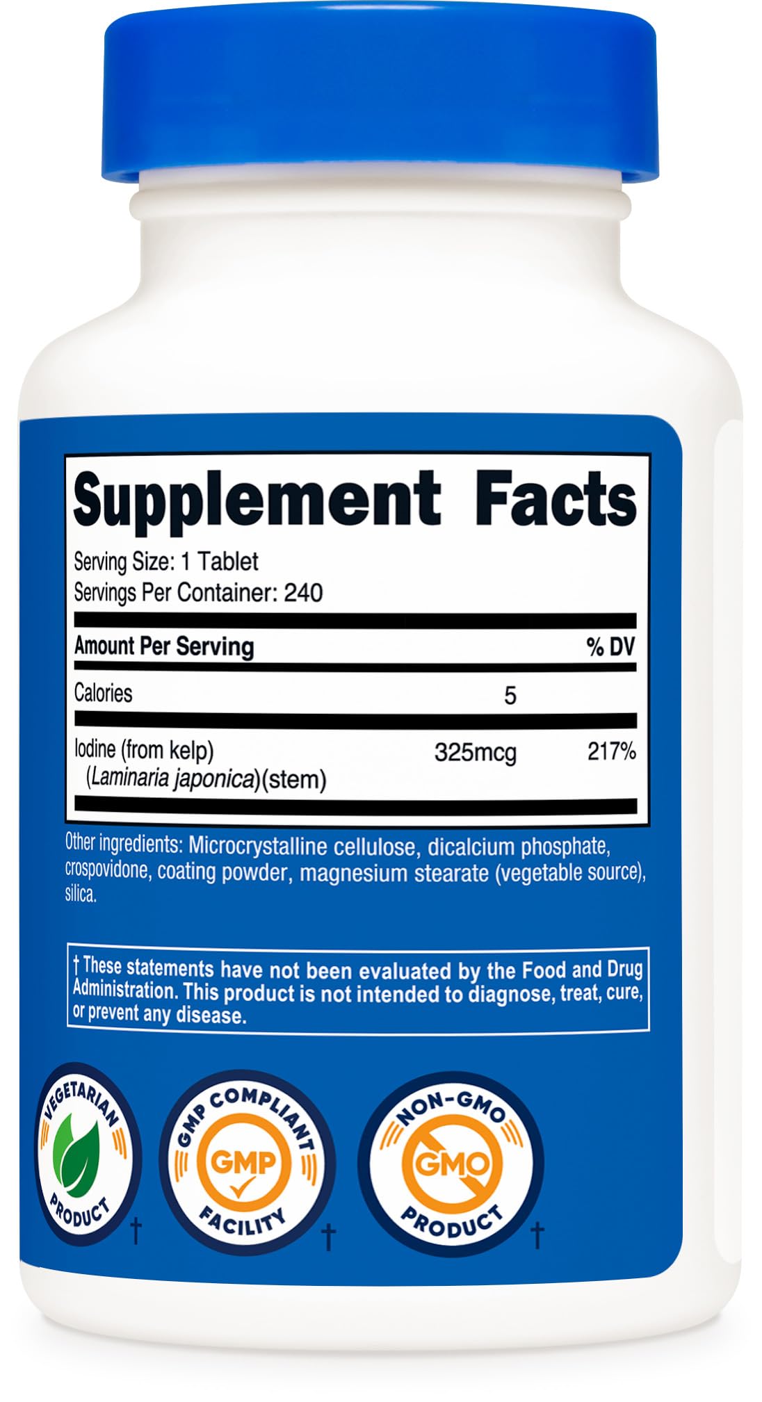 Nutricost Kelp Tablets daily-use bottle in a kitchen setting for routine iodine intake