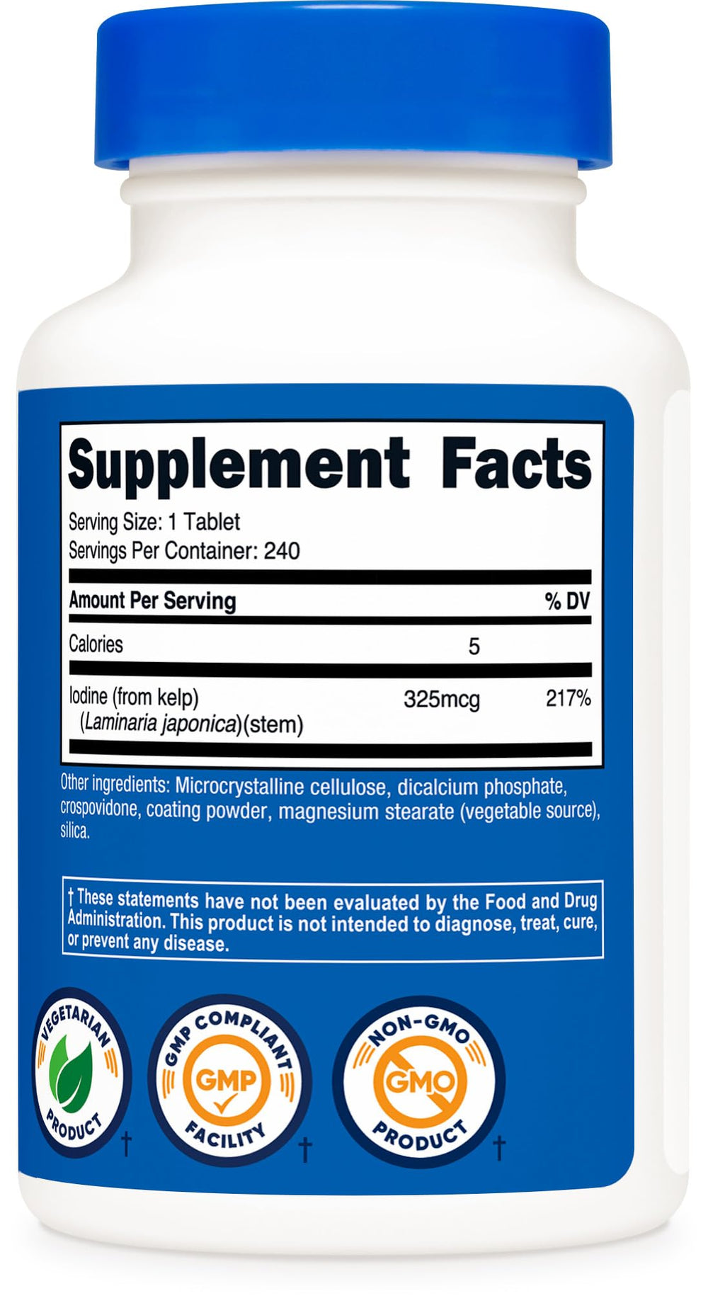 Nutricost Kelp Tablets daily-use bottle in a kitchen setting for routine iodine intake