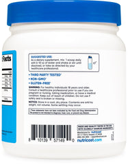 Close-up nutrition label on Nutricost Keto BHB exogenous salts highlighting non-GMO gluten-free