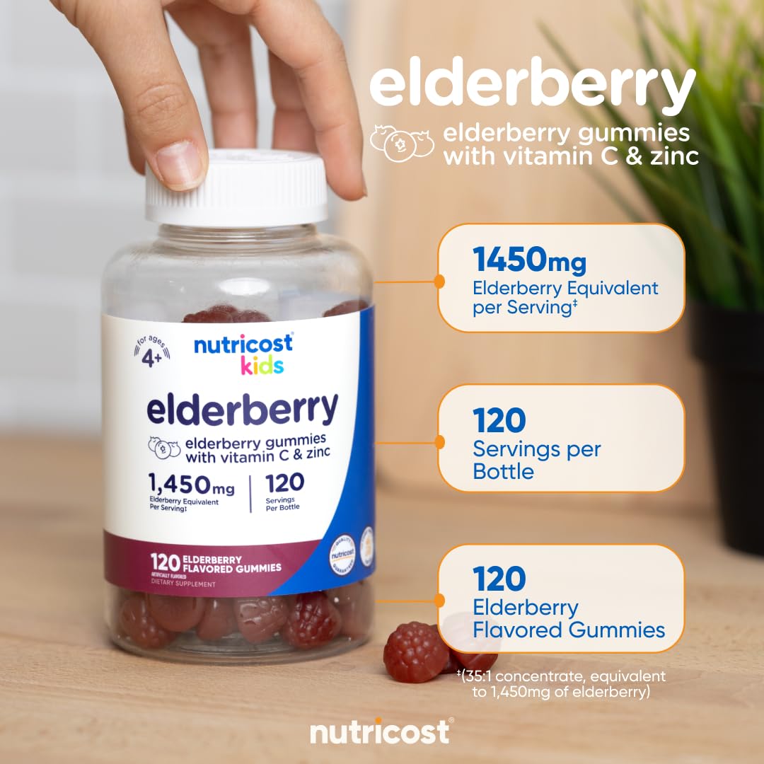 Gluten-free claim appears on Nutricost Kids Elderberry Gummies packaging
