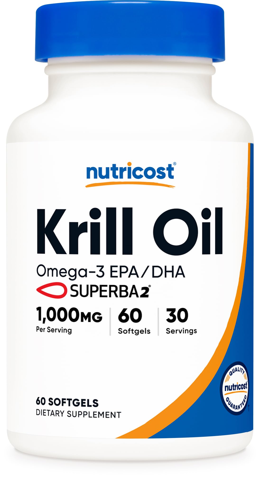 Nutricost Krill Oil 1000mg bottle front view supports daily wellness.