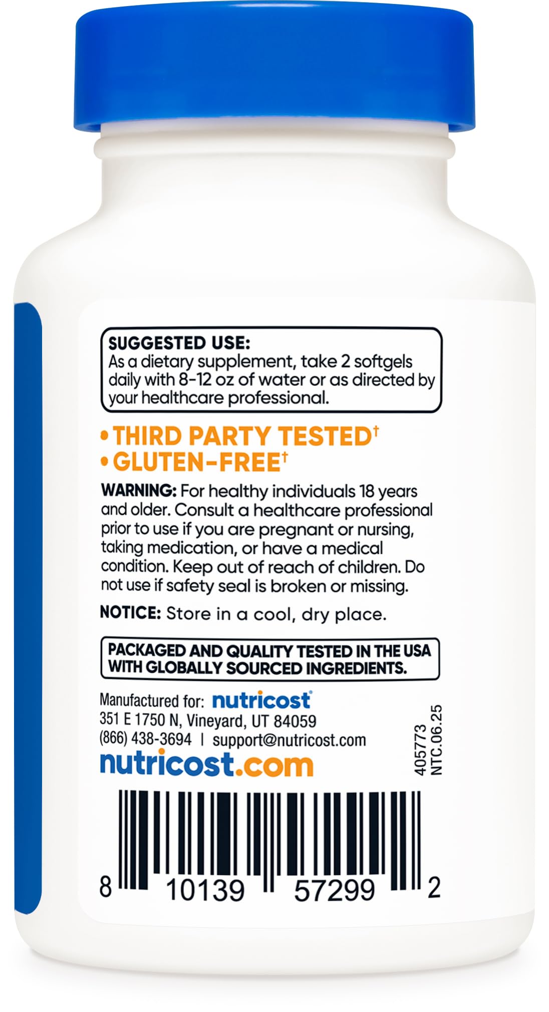 Nutricost Krill Oil bottle with label communicates GMP-compliant quality.