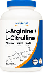 Nutricost L-Arginine L-Citrulline Complex bottle for daily fitness support.