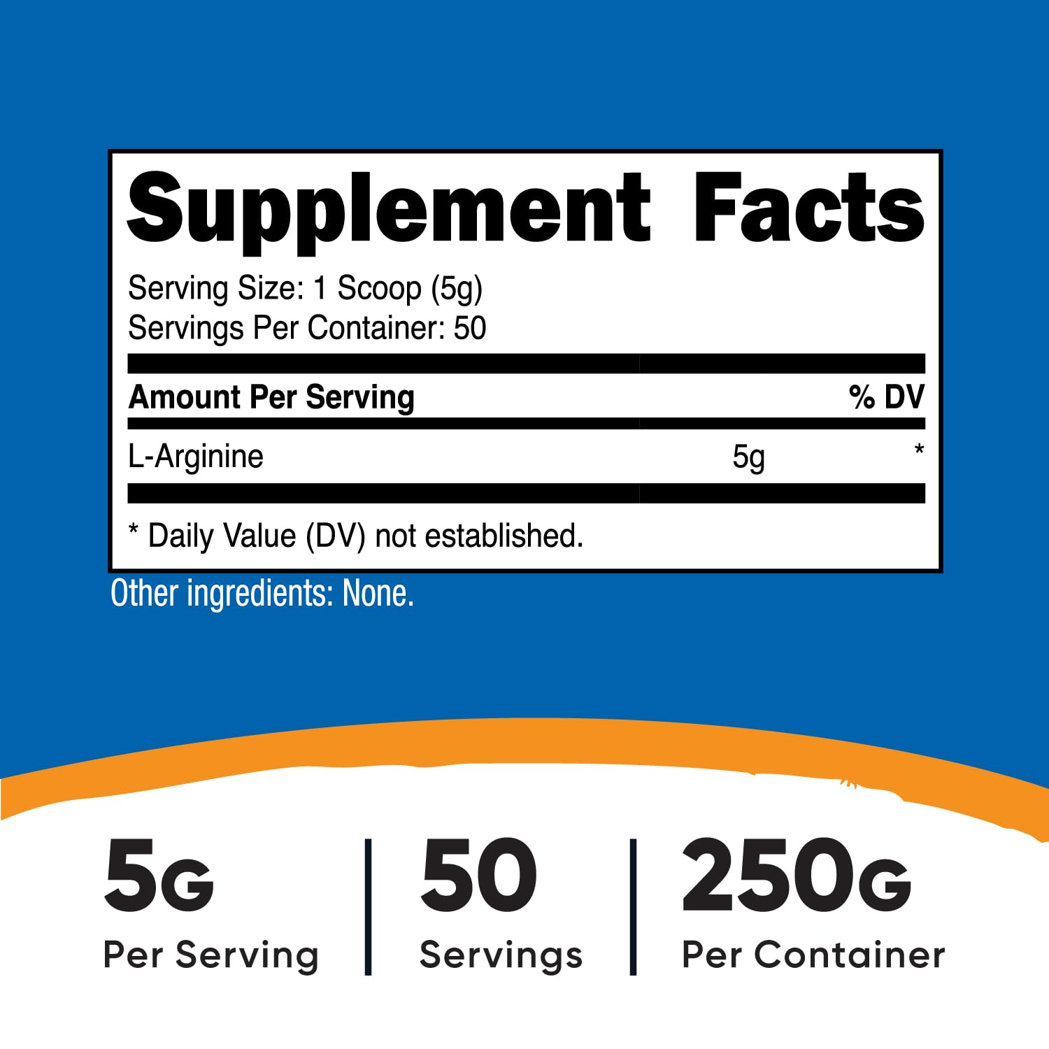 Nutricost L-Arginine powder scoop with powder for convenient dosing.