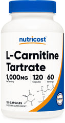 Nutricost L-Carnitine Tartrate bottle with label signaling quality packaging
