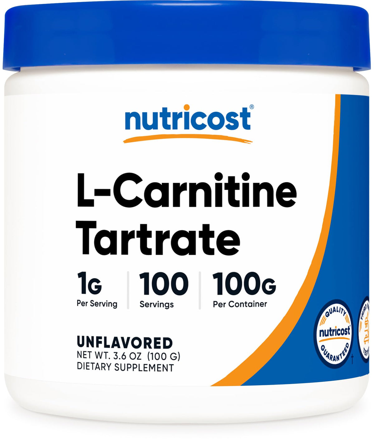 Nutricost L-Carnitine Tartrate powder bottle for daily fitness use.