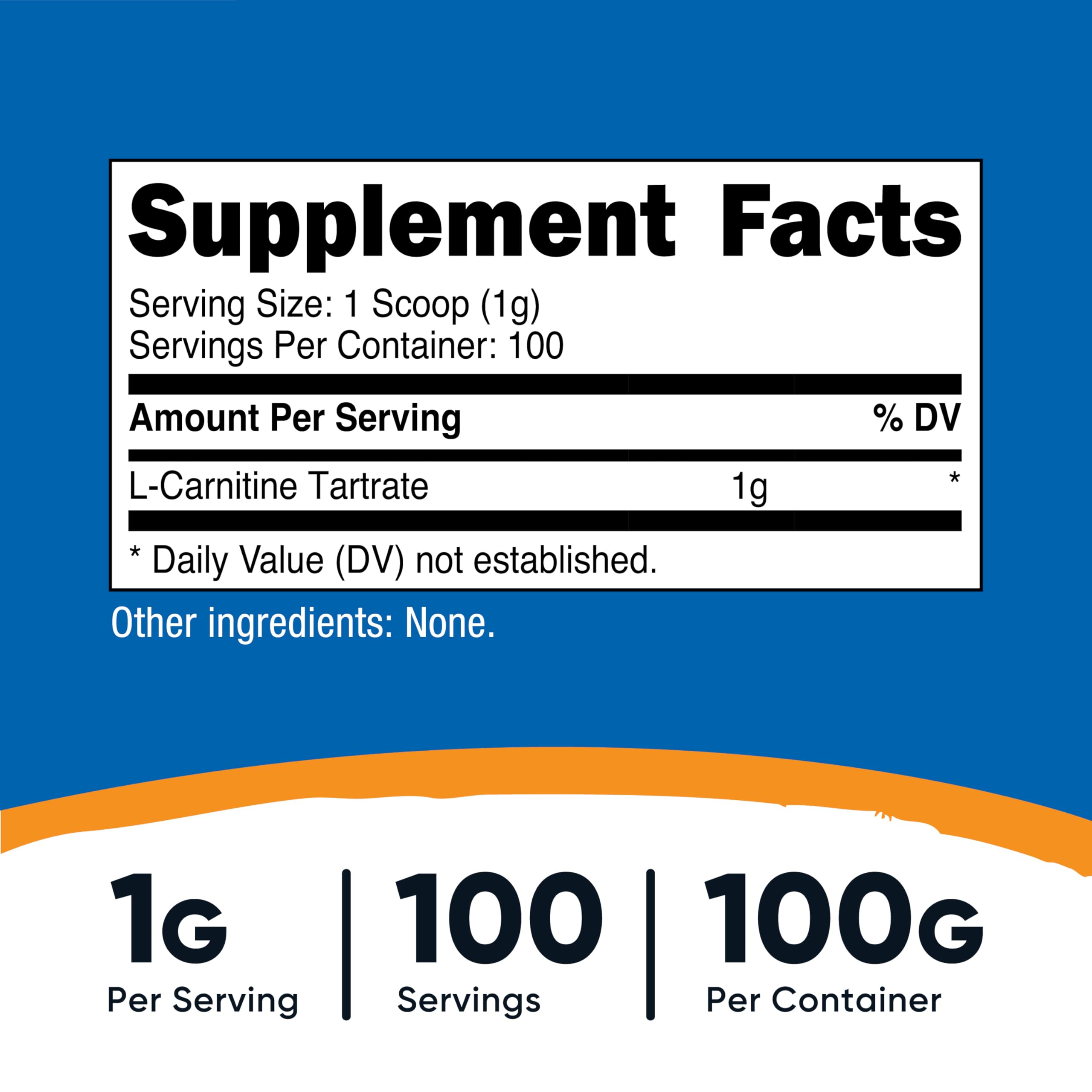 Nutricost L-Carnitine Tartrate powder scoop included for precise daily servings.