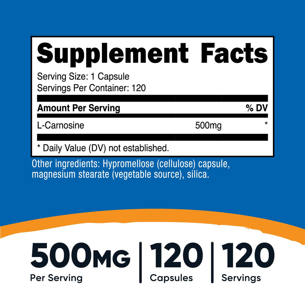 Nutricost L-Carnosine capsules ready for daily use