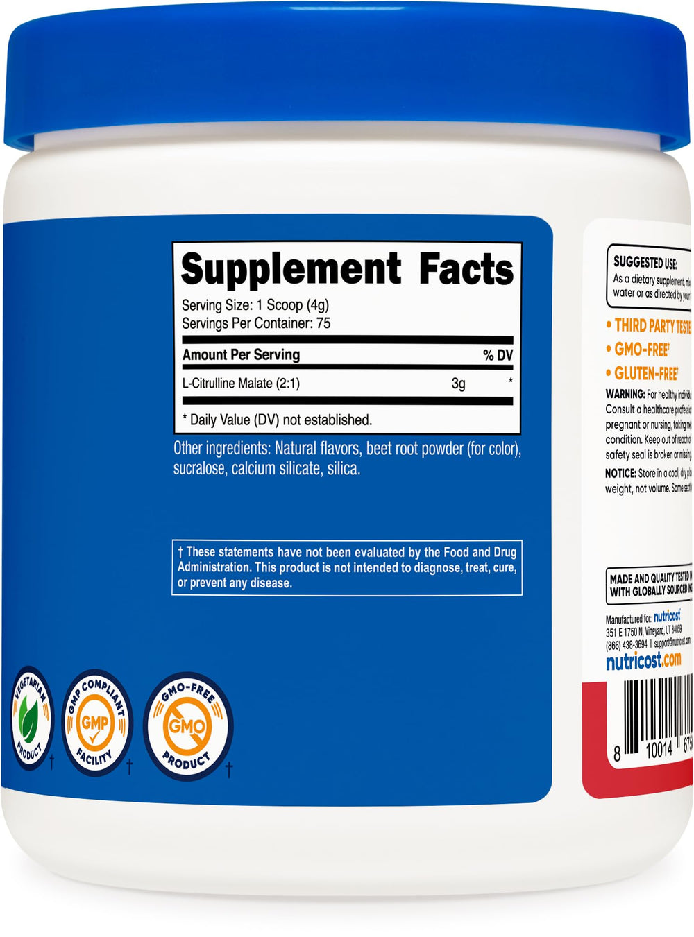 Nutricost L-Citrulline Malate 2:1 packaging in a gym bag for on-the-go use
