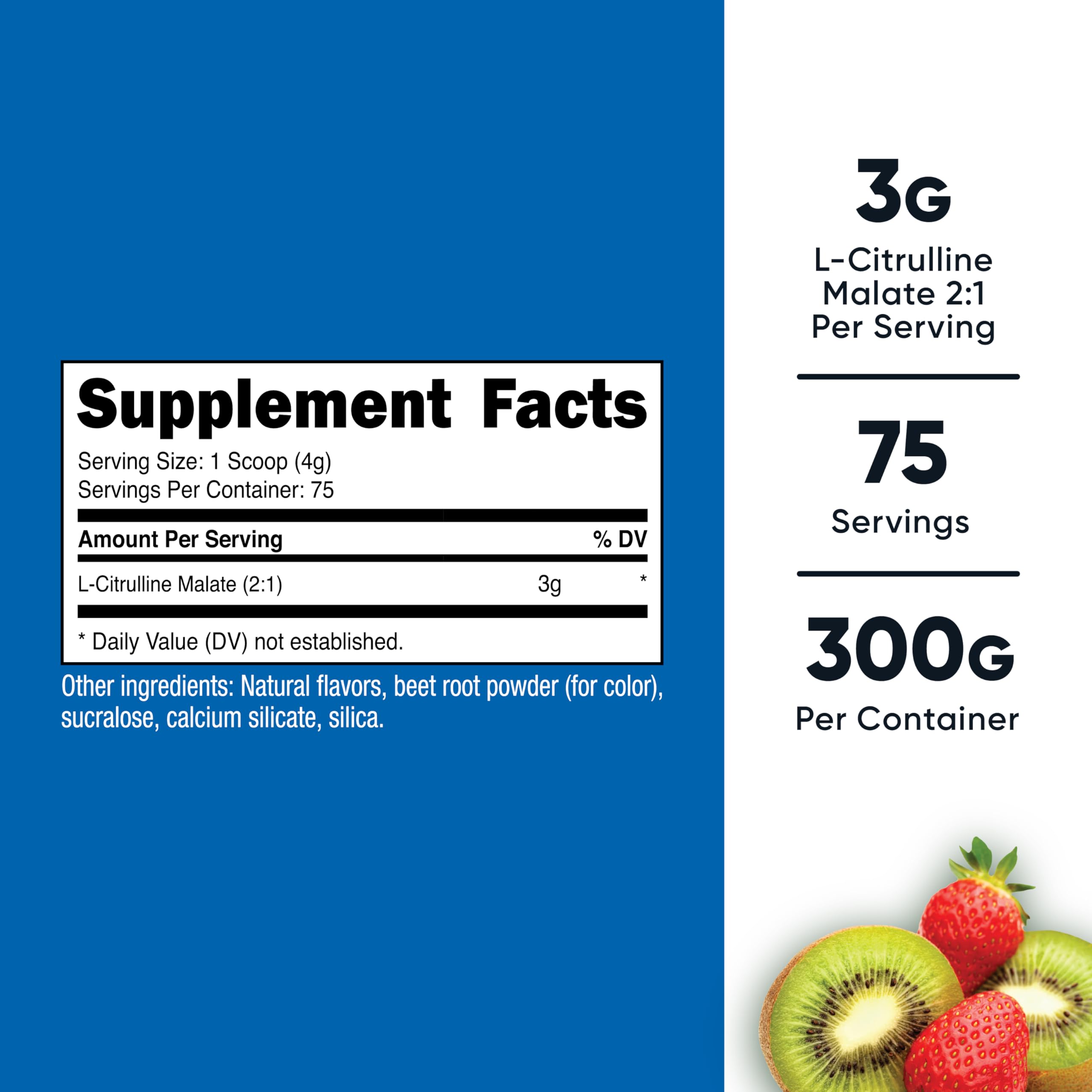 Nutricost L-Citrulline Malate 2:1 scoop beside bottle for pre-workout mixing