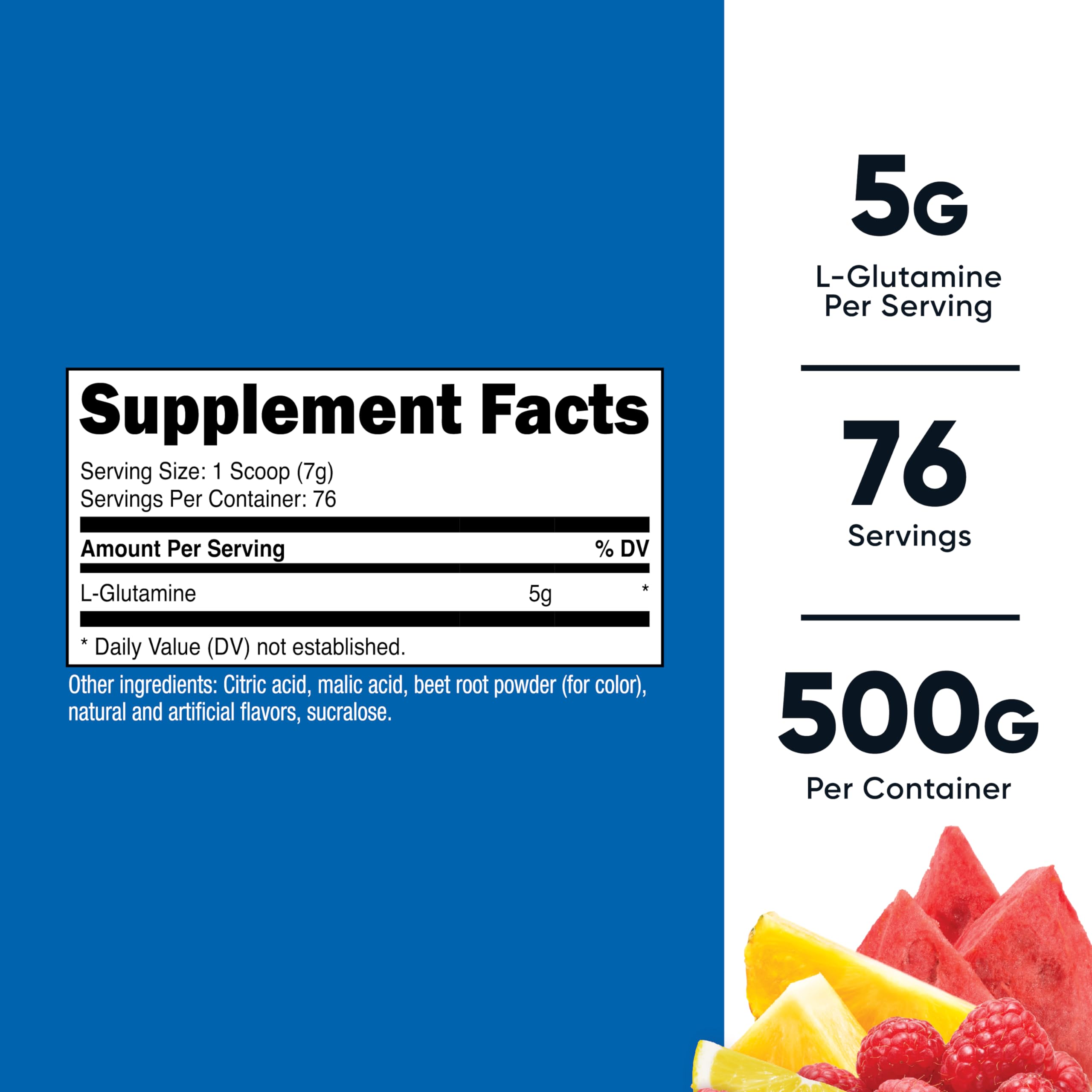 Nutricost L-Glutamine powder with serving scoop for easy measurement