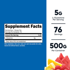 Nutricost L-Glutamine powder with serving scoop for easy measurement