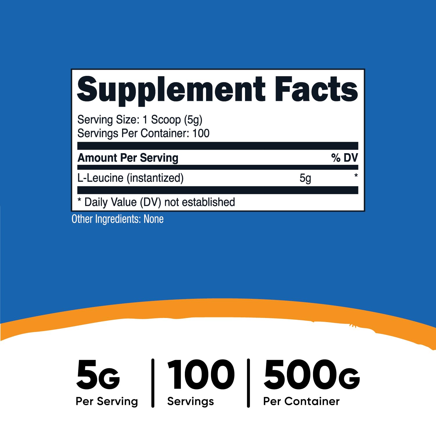 Nutricost L-Leucine powder scoop highlights convenient servings for training.
