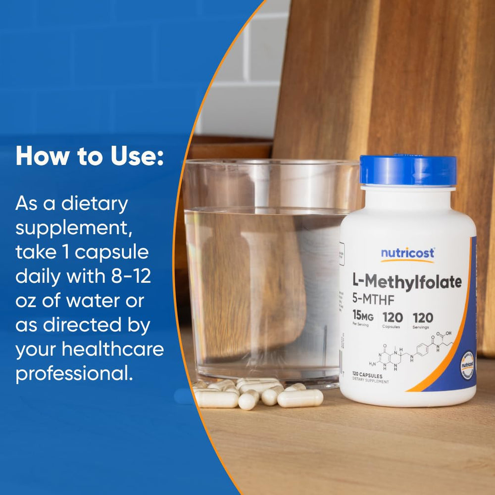 Nutricost L-Methylfolate third-party testing certificate ensures purity.