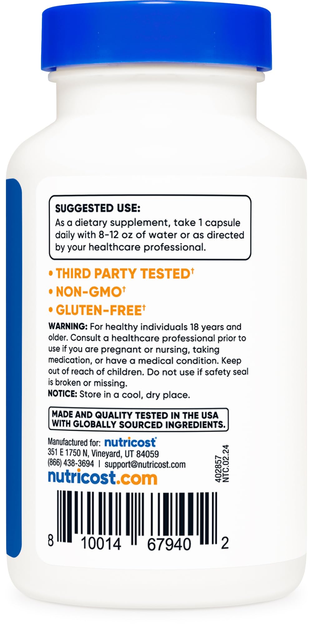 Nutricost Lactobacillus Acidophilus capsule texture closeup suitable for easy intake