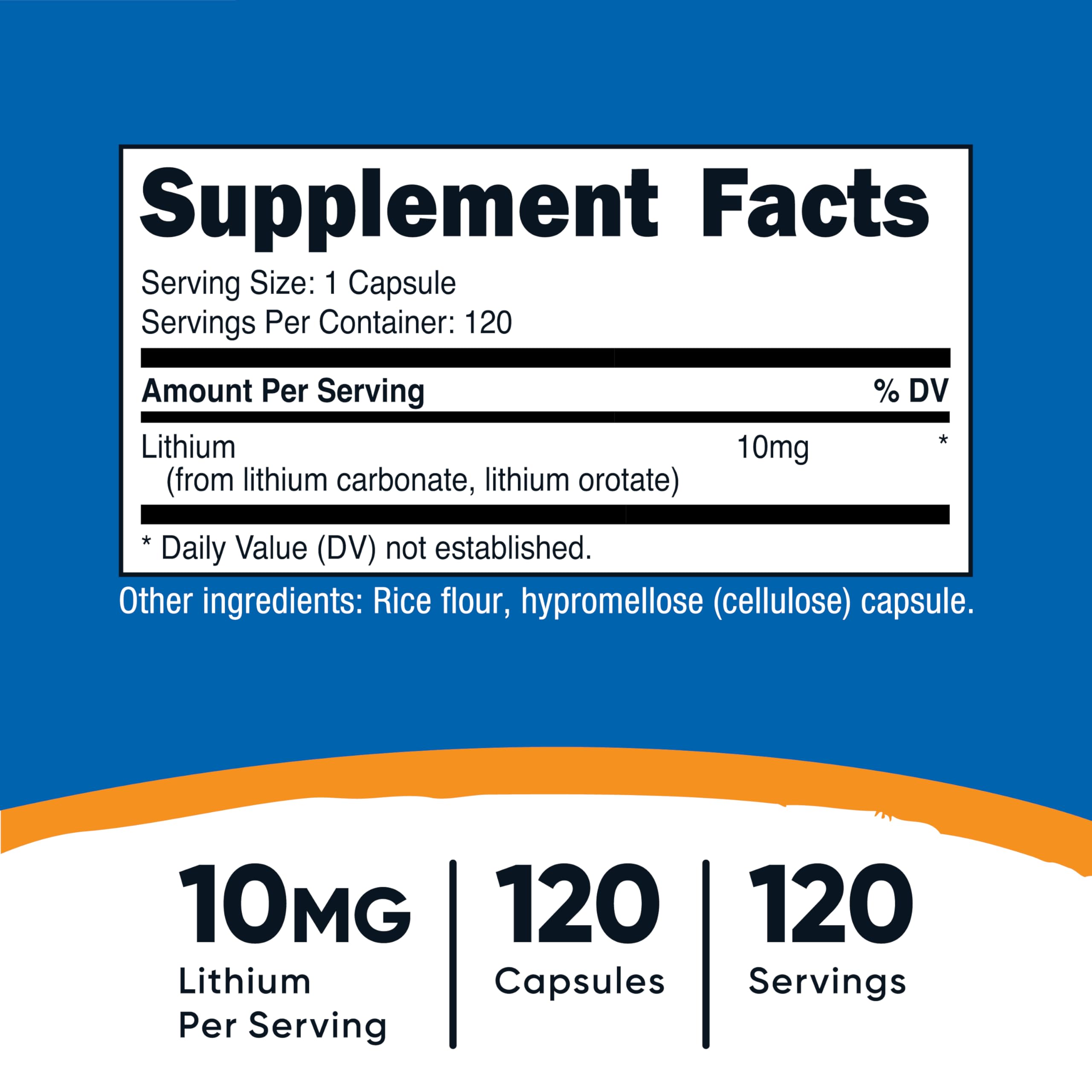 Nutricost lithium orotate capsules close-up highlighting small vegan capsules